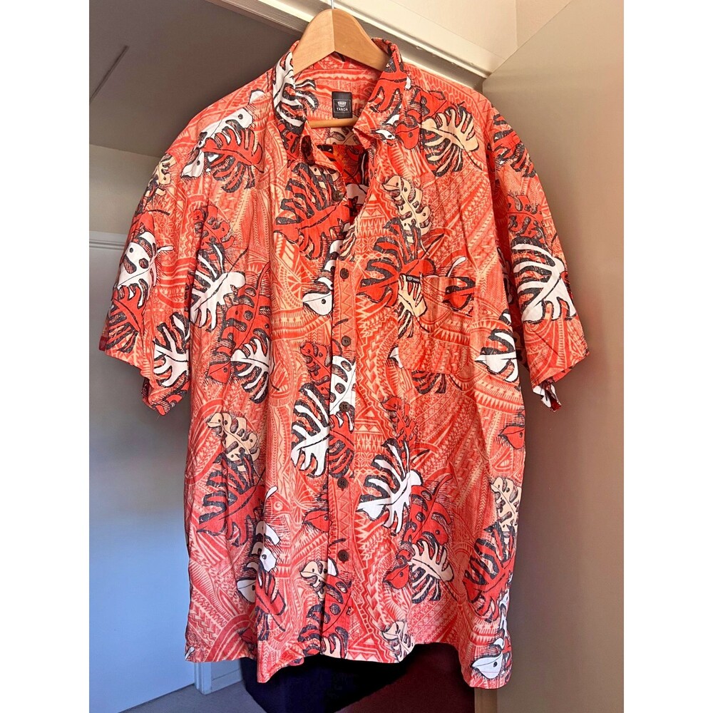 Tanoa Orange Hawaiian Aloha Shirt Size 3XL